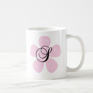 Caneca De Café Monograma cor-de-rosa S da flor