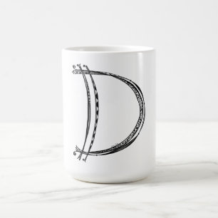 Caneca De Café Monograma D Mug com Notas Musicais