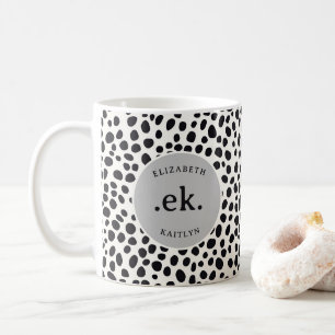 Caneca De Café Monograma da Cinza de Abstrato de Cachorro Dalmáti