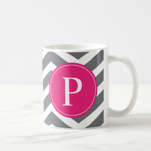 Caneca De Café Monograma da Cinza rosa
