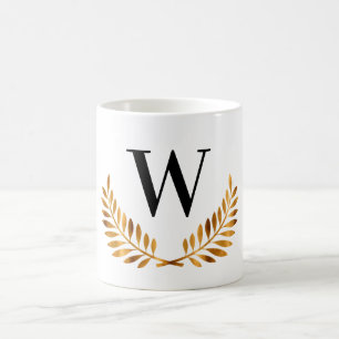 Caneca De Café Monograma da família, coroa dourada