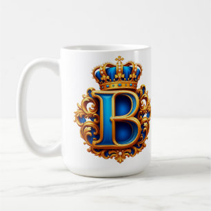 Caneca De Café Monograma da Letra B Azul Real