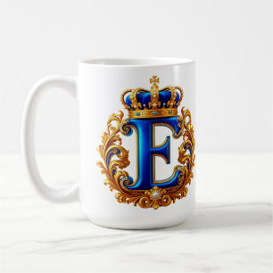 Caneca De Café Monograma da Letra E Azul Real