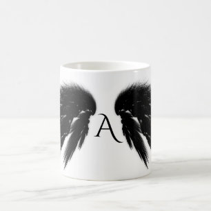 Caneca De Café Monograma das Asas Anjos Negras