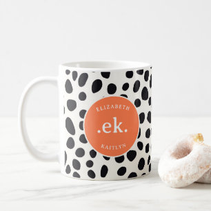 Caneca De Café Monograma de Abstrato de Padrões de Cachorro Dalmá