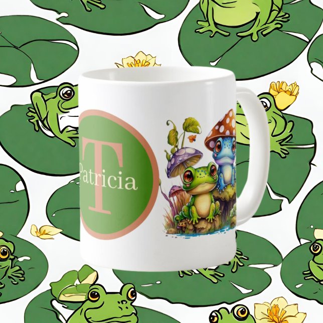 Caneca De Café monograma de adição de sapo (Criador carregado)
