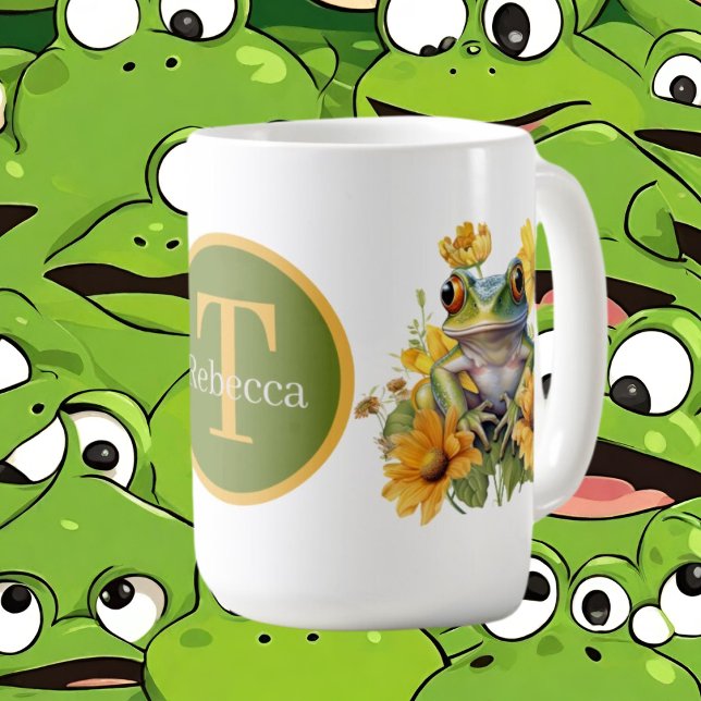 Caneca De Café monograma de adição de sapo (Criador carregado)