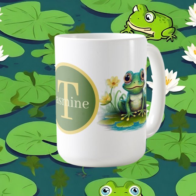 Caneca De Café monograma de adição de sapo (Criador carregado)