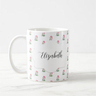 Caneca De Café Monograma de Aquarela de Pequenas Corujas Fofas