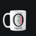 Caneca De Café Monograma de Aquarela Solteiro Personalizada - Let<br><div class="desc">Monograma Floral - Solteiro Personalizado - Letra O</div>