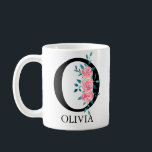 Caneca De Café Monograma de Aquarela Solteiro Personalizada - Let<br><div class="desc">Monograma Floral - Solteiro Personalizado - Letra O</div>