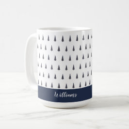 Caneca De Café Monograma de Árvore Abstrata em Xadrez Escocês