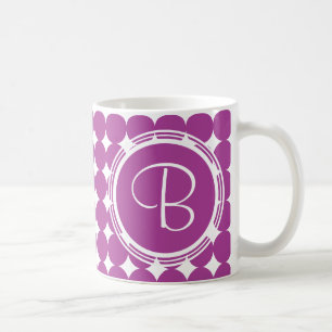 Caneca De Café Monograma de Bolinhas roxa