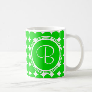 Caneca De Café Monograma de Bolinhas verde