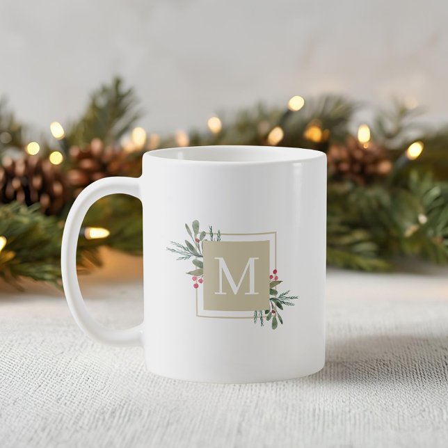 Caneca De Café Monograma de Botânica de Natal (Criador carregado)