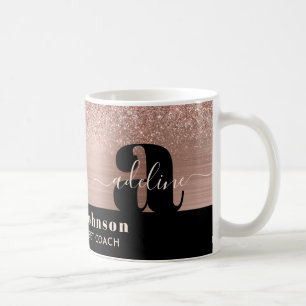 Caneca De Café Monograma de brilho metálico Dourado e escovado c