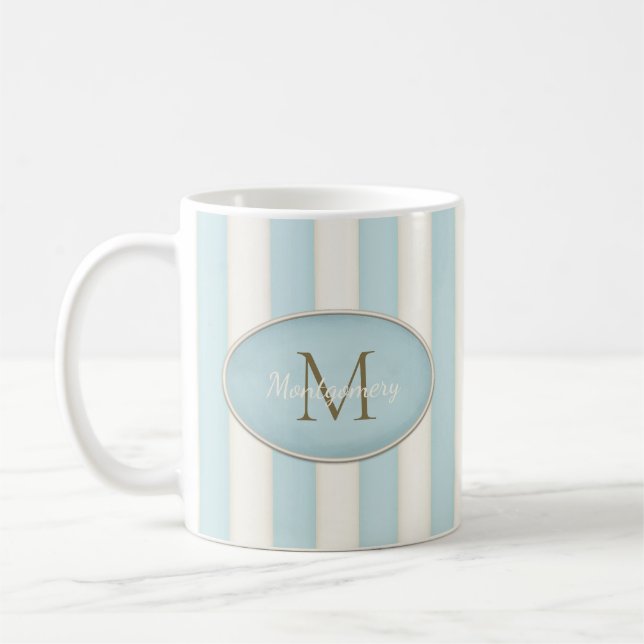 Caneca De Café Monograma de Bronze Azul Claro e Anticorpos Branco (Esquerda)