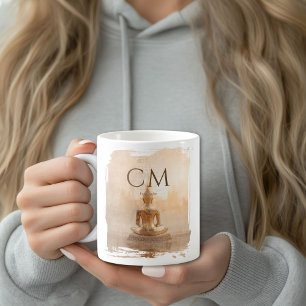 Caneca De Café Monograma de Buda Dourado
