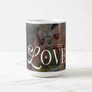 Caneca De Café Monograma de Casal de Foto de Noiva Personalizada 