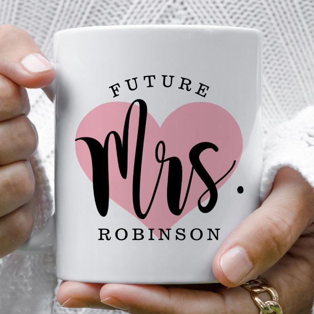 Caneca De Café Monograma de Casamento Personalizado da Sra. Rosa (Criador carregado)