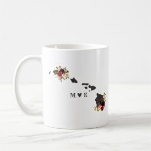 Caneca De Café Monograma de casamento rústico do estado do Havaí