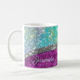 Caneca De Café Monograma de cintilação fina, roxa, iridescente,