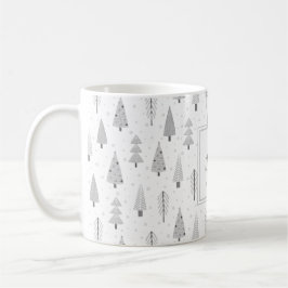 Caneca De Café Monograma de Cinzas de Prata das Árvores de Natal 
