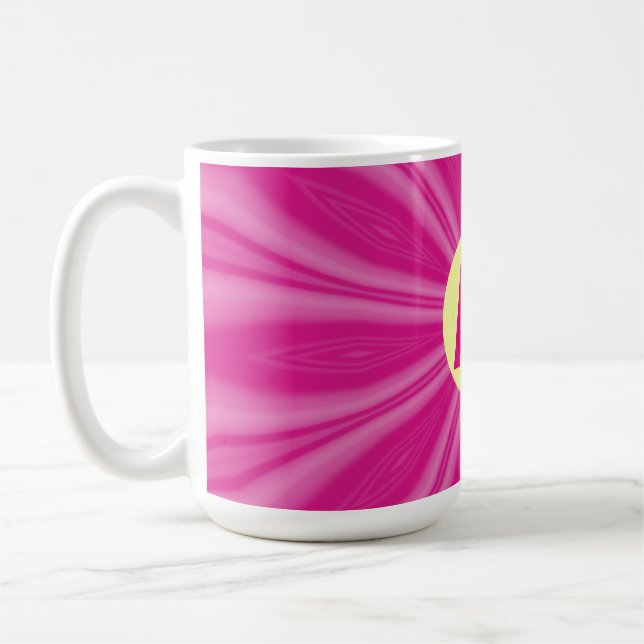 Caneca De Café Monograma de Círculo Amarelo com Explosão Solar Br (Esquerda)