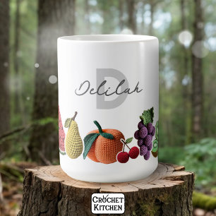 Caneca De Café Monograma de Colagem Moderna Mínima de Fruta Croch
