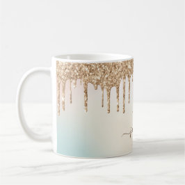 Caneca De Café Monograma de Colírio Dourado Glam