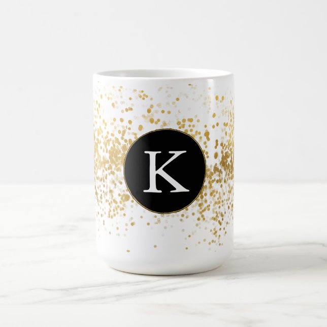 Caneca De Café Monograma de Confetti Dourado (Centro)