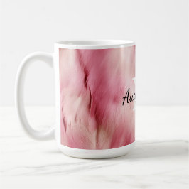 Caneca De Café Monograma de Cowhide de Garça Rosa Chic