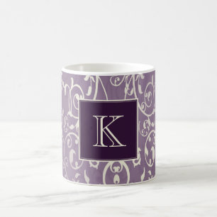 Caneca De Café Monograma de Elegância Roxa