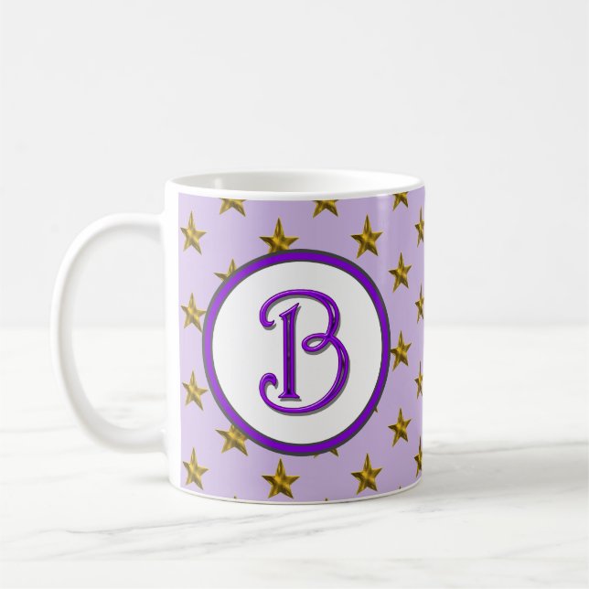 Caneca De Café Monograma de Estrela Celestial Púrpura Inicial da  (Esquerda)