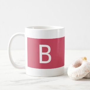 Caneca De Café Monograma de Fazenda Minimalista Moderna Rosa e Br