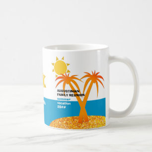 Caneca De Café Monograma de Férias de Verão de Reunião Familiar