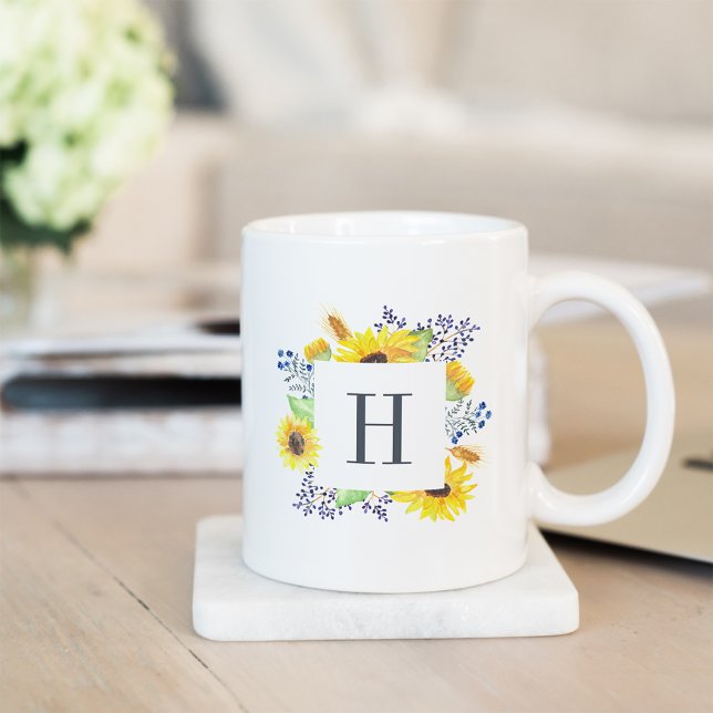 Caneca De Café Monograma de Flores (Criador carregado)