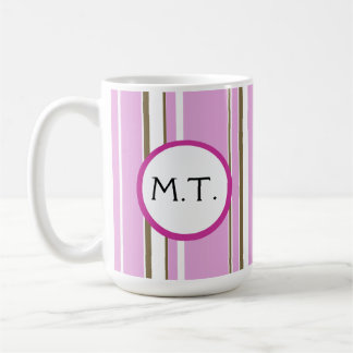 Caneca De Café Monograma de Greve Marrom rosa