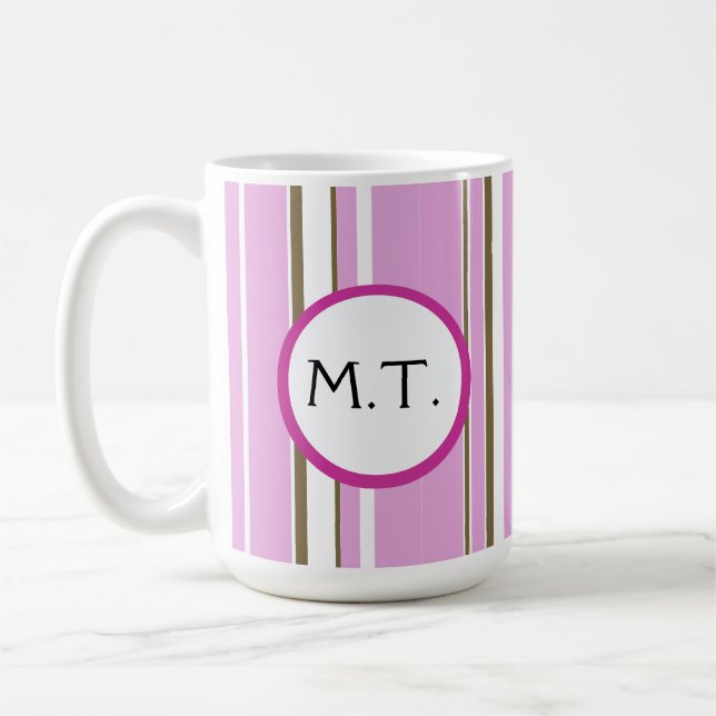 Caneca De Café Monograma de Greve Marrom rosa (Esquerda)