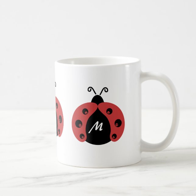 Caneca De Café Monograma de ladybug da moenda (Direita)