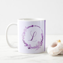 Monograma de Letra Inicial Floral Roxo Elegante Ch