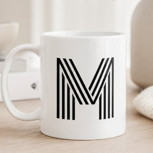 Caneca De Café Monograma de Letra Inicial Minimalista Moderna Pre