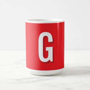 Caneca De Café Monograma de Letra Inicial Vermelho Branco Simples