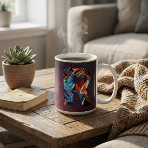 Caneca De Café Monograma de Letra R Iridescente: Holográfico Cósm