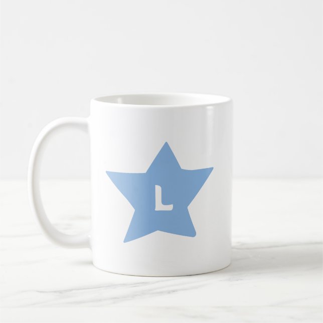 Caneca De Café Monograma de Letra Única em Estrela Rabiscada de 5 (Esquerda)
