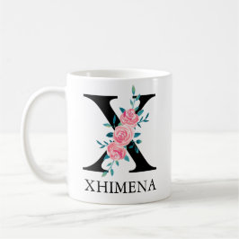 Caneca De Café Monograma de letra única personalizada em aquarela