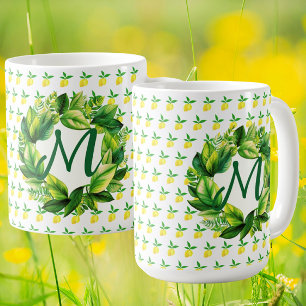 Caneca De Café Monograma de Limões Amarelos