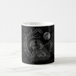 Caneca De Café Monograma de lua cheia de falcão