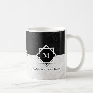 Caneca De Café Monograma de mármore preto e branco