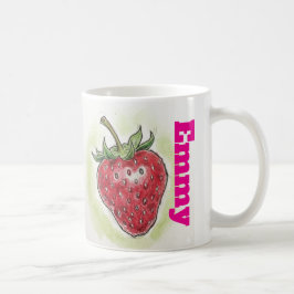 Caneca De Café Monograma de morango aquarela aniversário fofo men